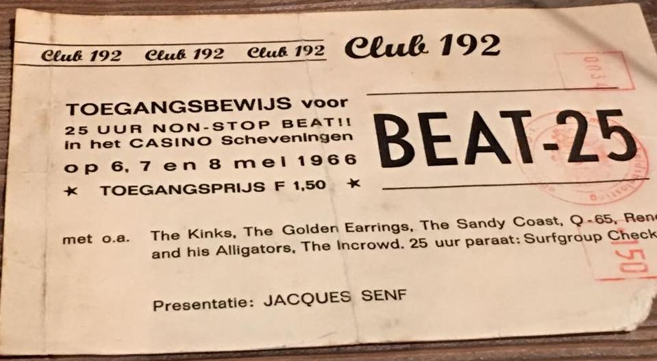 Golden Earring ticket May 06, 1966 Scheveningen - Casino